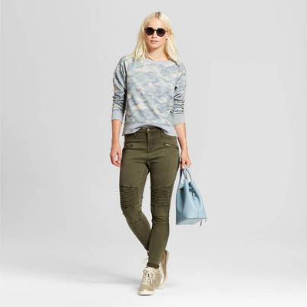 Mossimo Moto Jeggings Green Sz 8/29 Super-stretch